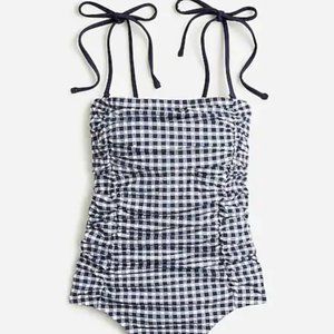 J.Crew Ruched tie-shoulder one-piece swimsuit in classic gingham Size 6